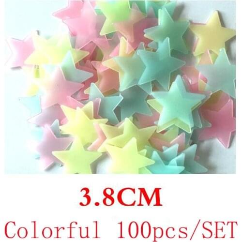 3.8CM 100pcs/set Glow In The Dark Stars Sticker Bathroom Decal DIY Wall Stickers For Kids Room Home Decor Living Room Wallpaper