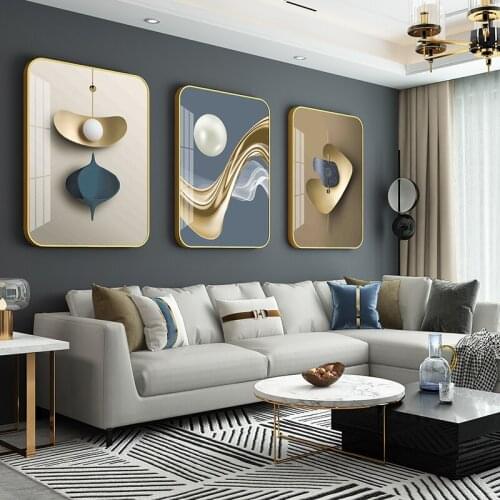3pcs/lot Light Luxury Style Photo Frame Living Room Sofa Background Wall Paintings Multifunctional Punch-Free Triple Mural