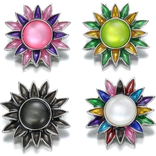 6pcs/lot Snap Button Jewelry Charms Bracelet 20mm 18mm Flower Snap Buttons Interchangeable Leather Snap Button Bracelet