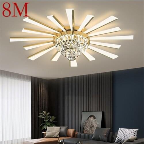8M Ceiling Light Contemporary Luxury Brass Crystal Lamp LED Fixtures 3 Colors For Home
