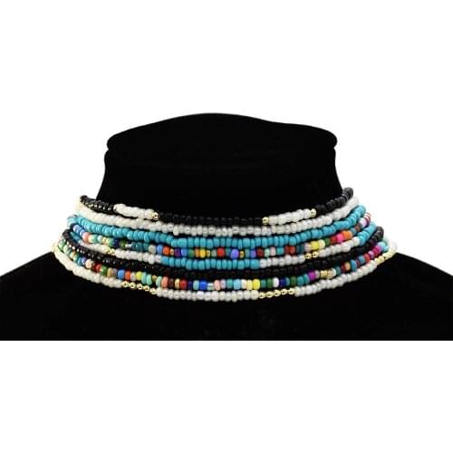 8 Pcs/Set Boho Ethnic Resin Beaded Choker Bib Statement Necklaces for Women Boho collar resina mujer African Tribal Jewelry
