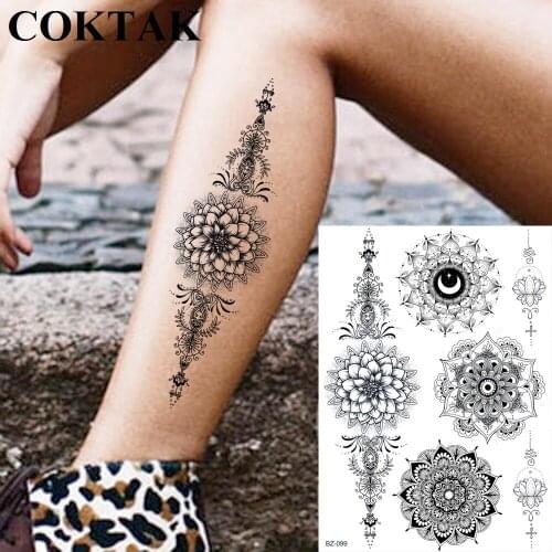 Mandala Flower Bracelet India Moon Tattoos Temporary Women Body Henna Arm Tattoo Stickers Sexy Black Custom Fake Tatoo Wedding