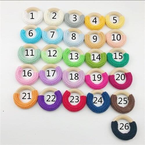 Wood Teether Baby Teething Toy 20pcs Chunky Crocheted Connectors Circles Rings Crochet Teething Ring Baby Care Teether Toys
