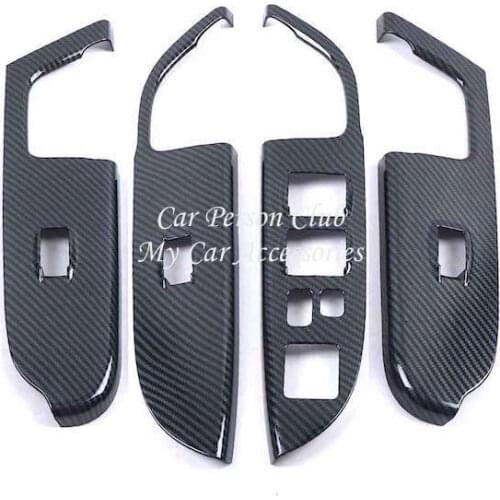 For Mitsubishi ASX 2013-2021 ABS Carbon Fiber WIndow Lift Switch Cover Door Glass Control Button Trims Car Interior Accessories