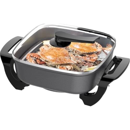 6.5L Electric Hot Pot Cooker Multi Cooker 5cm Depth Non-stick Stewing Frying Stir-frying Household Hotpot Cook Machine DHG-651