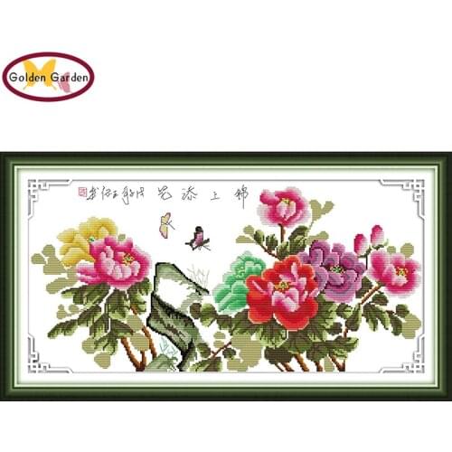GG Better and Better Cross Stitch Flower Embroidery Kit Joy Sunday 14CT DIY Chinese Cross Stitch Painting Pattern for Home Decor