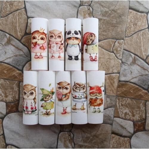 New Cute Owl 15*15cm Hand dyed 9 Design Cotton Linen Printed Quilt Fabric For DIY Sewing Patchwork Home Textile Decor