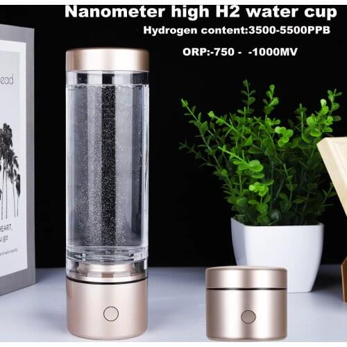 IHOOOH Nano Cup High Hydirgen Rich Water Generator Electrolysis ORP Alkaline Bottle Ionizer Rechargeable Pure H2 Gas Ventilator