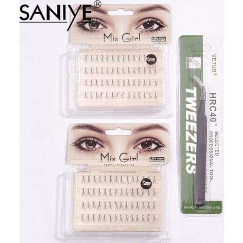 12MM/10MM Individual Cluster EyeLashes 3D Volume Mink Grafting Fake False Eyelashes Eyelash Extension Individual Bunche