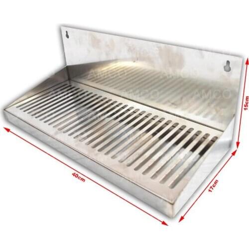 Home brew drip tray Stainless Steel, NO drain tube, 16" 40cm Wide,Door Mounted