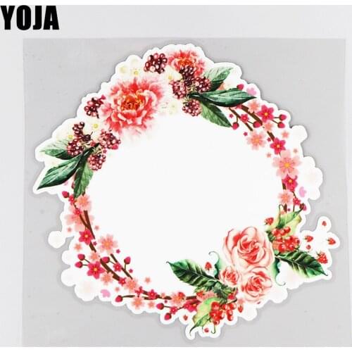 YOJA 18×17.3CM Classic Rose Garland Car Modification Accessories Personality Fashion Car Sticker 19B-0062