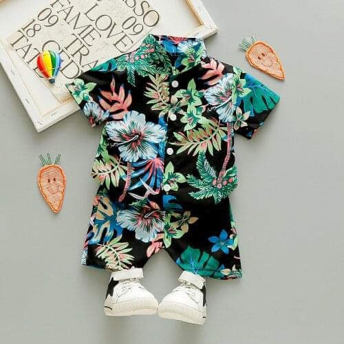 Summer Baby Boy Clothes Outfit Set Infant Baby Boys Clothing Suits Print Shirt + Shorts 2Pcs Baby Boy Outfits Kids Beach Costume
