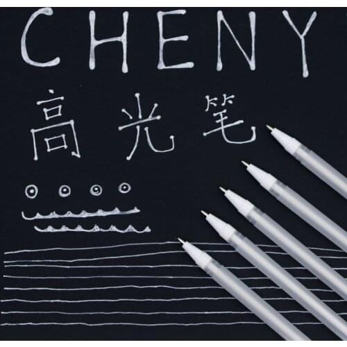 7Pcs/Set 0.8mm White Highlight Pen Student Sketch Drawing Graffiti Art Markers Comic Design Hook Liner Pen Stationery Supplies