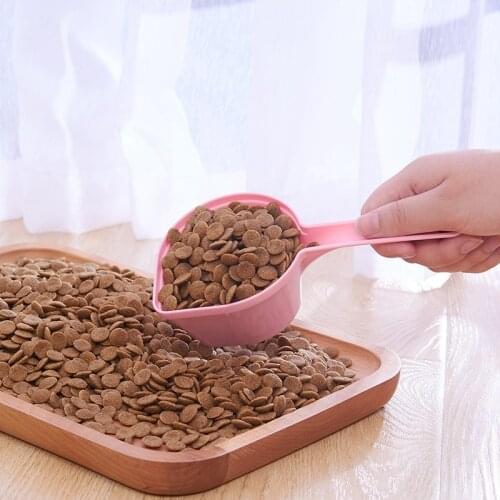 Random Color Pet Food Plastic Scoop Long Handle Cat Food Measuring Scoop Dog Measuring Cup for Food Dog Food Spoon