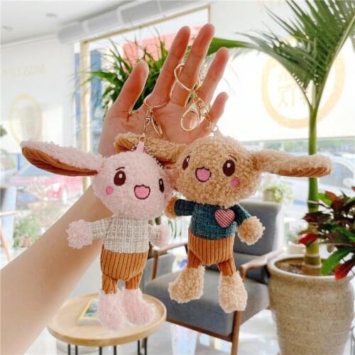 Cute rabbit fashion pendan popular Exquisite Keychain Decorate good quality soft Soothing doll christmas funny couple gift