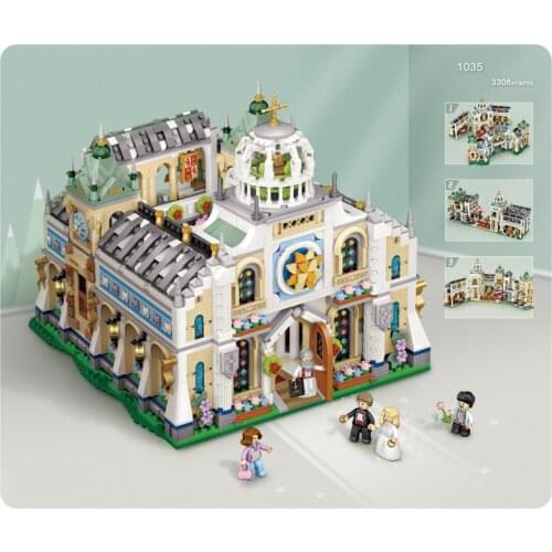 City street view mini block Wedding Chapel assembly building bricks figures streetscape educational toy for children gift
