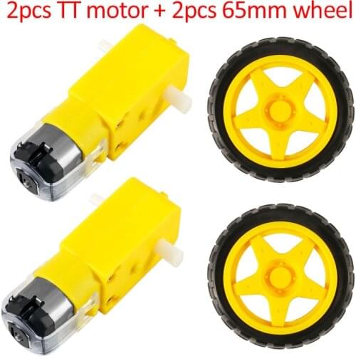 TT Motor + 65mm Wheel DC 3-6V 130 Gear Motor with Wheel for Arduino Smart Car Robot Intelligent Car Chassis Four Drive