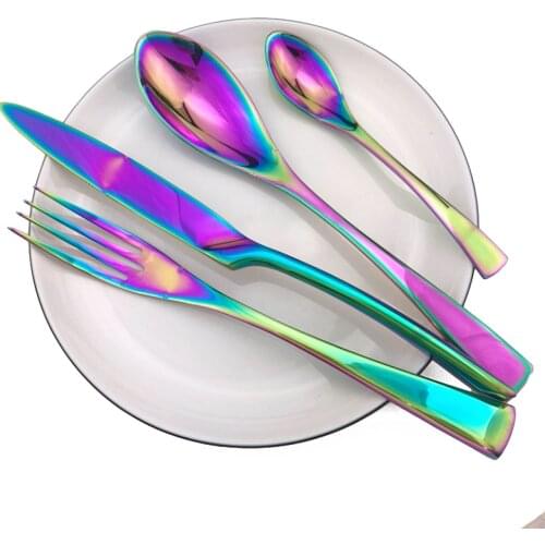 16-Piece Golden Black Cutlery Set Stainless Steel Flatware Set Hotel Food Tableware Steak Knives Fork Coffee Spoons Western Sets