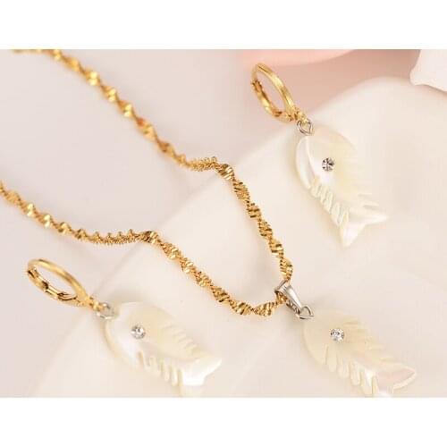 Resin Jewelry Set Sweet fish Pendant Necklace Loop Earrings Sets for Women PNG girls kids party wedding bridal gifts charms