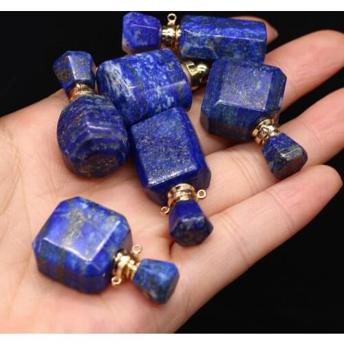 Natural Semi-precious Stone Lapis Lazuli Perfume Bottle Pendant DIY for Making Jewelry Necklace Gift Accessories