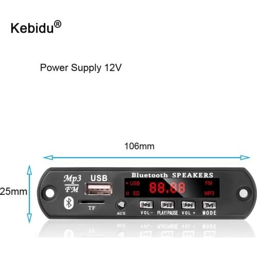 12V 2*15W Speaker MP3 WMA Decoder Board Audio Module USB TF Radio Bluetooth5.0 Wireless Music Car MP3 Player With Remote Control