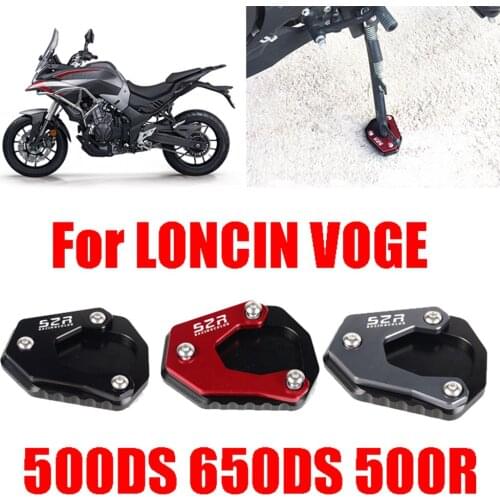 Motorcycle Kickstand Foot Side Stand Extension Pad Support Plate Enlarge For LONCIN VOGE 500DS 500R 650DS 500 DS R Accessories