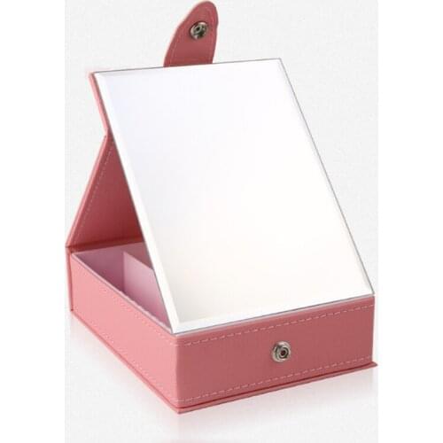 Portable Folding Vanity Mirror With Storage Box Desktop Mirror Travel Pocket Mirror Storage Box Desktop Single Mirror
