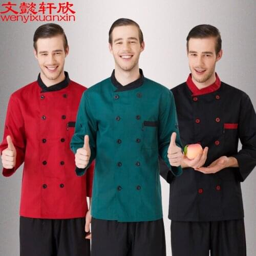 Tea House Long Sleeve Work Uniforms Chinese Traditional Costumes Chef Jacket Waiter Tang Uniform Work Wear Plus Size B-6262