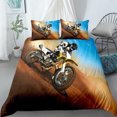 FAMCX GJILY Luxury Bedding 3pcs Realistic 3D Motorcycle Printed Duvet Cover Sets Household Bedding With Pillow Case Boy Gift