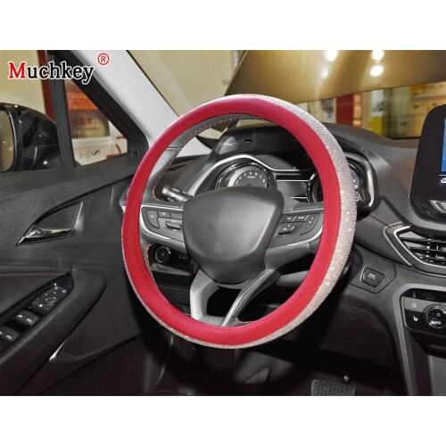 For Chevrolet Silverado 2020 Luxury Crystal Leather Steering Wheel Cover Anti-Slip wear-resistant Auto Wheel Protector