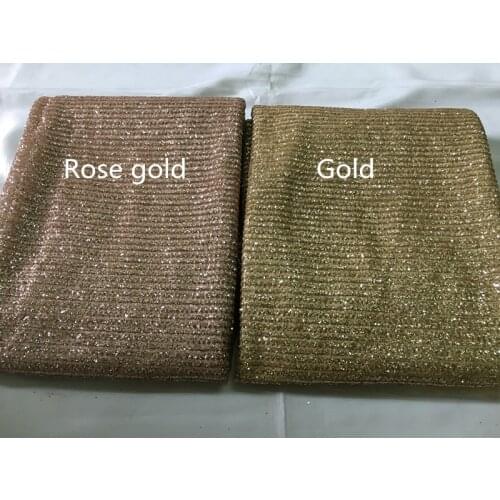 Rose Gold and Gold Color Shiny Glued Print Glitter Tulle Mesh Lace Fabric for Sawing / Evening Dress/Stage Decoration JRB-102301