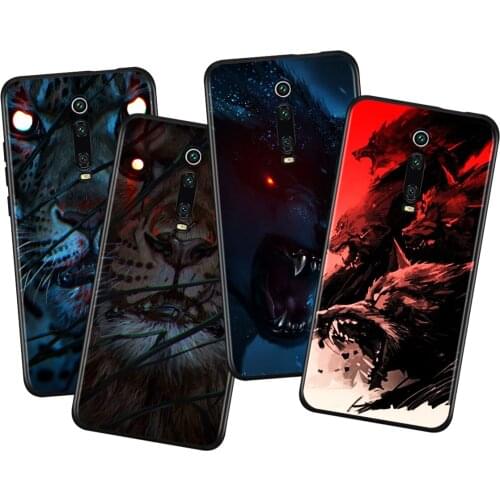 Animal Totem Wolf Lion Silicone Cover For Xiaomi Redmi K40 Gaming K30i K30T K30S K30 Ultra K20 10X Pro Black Phone Case