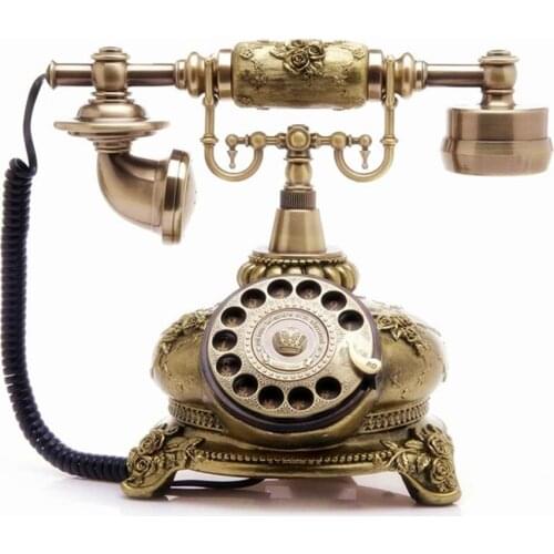 Pretty Antique Telephone Corded Rotary Dial Retro Phone Vintage Retro Telephone Landlines for Home Office Hotel Bronze Telephone