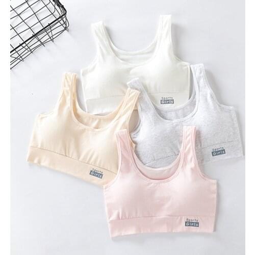 9-18Y Girls Sport Bras Cotton Teenager Underwear Training Bras Vest Girl Underwear Teen Bras with Chest Pad Puberty Clothing