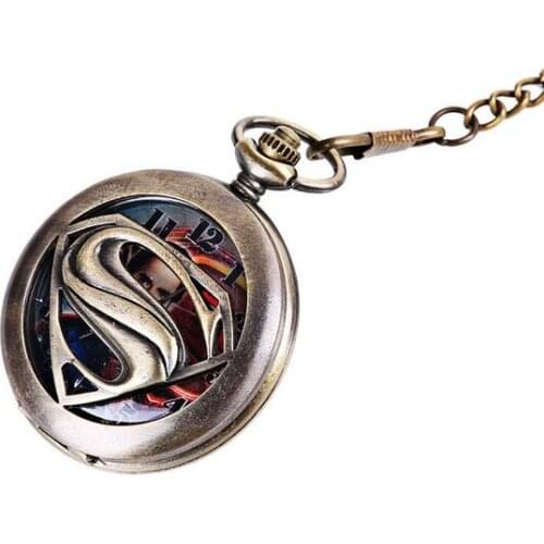 Vintage Bronze antiques Hollow out quartz cowboy chain FOB pocket watches men and woman gift