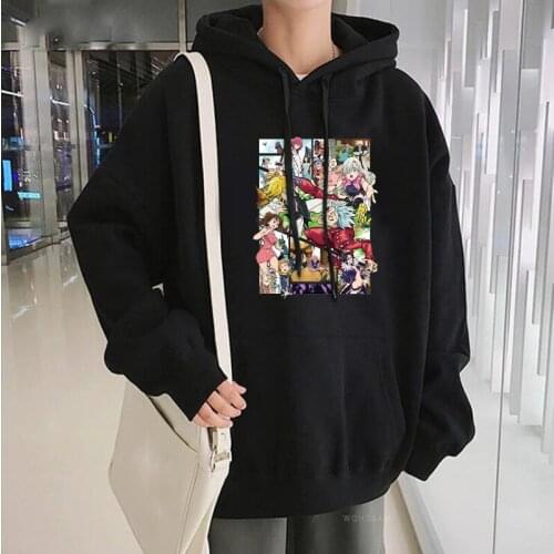 Japan Anime Nanatsu No Taizai Male Hoodies Harajuku Manga Dragons Sin Of Wrath Friend Winter Warm Oversize Patchwork Sweatshirt