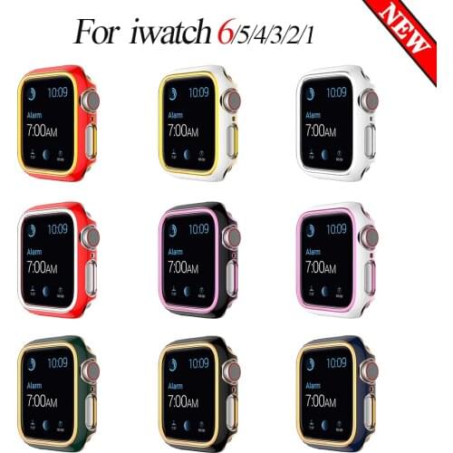 Suitable for Apple Watch 6 electroplating half-pack anti-scratch protective shell iwatchSE543PC two-color suspension carved case