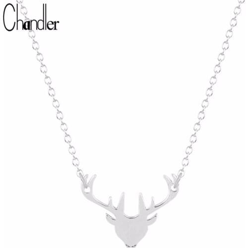 Chandler Brand Plated Antler Deer Head Necklaces & Pendant For Women Animal Infinity Statement Causal Accessories 10pcs