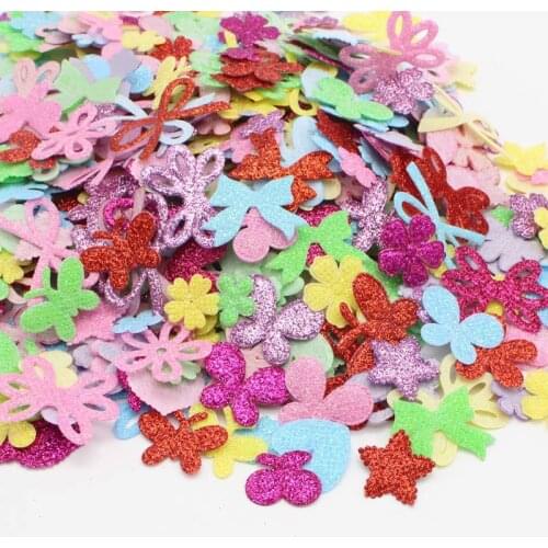 100pcs Glitter Butterfly Jewelry Accessories Appliques DIY Craft Kids Scrapbook Materials Garment Sewing Decoration Ornaments