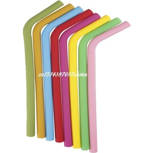 100pcs/lot 230*10mm Reusable Drinking Straw Straight & Bend Silicone Straws For Home Party Barware Accessories