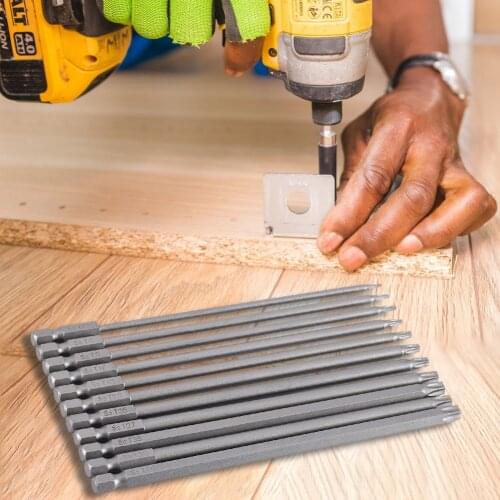 11Pcs 150mm Screwdriver Bits Combination Set Steel Hex Shrank Torx Bit Electric Screwdriver Head Sandblasted