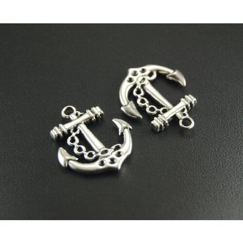 20 Pcs 2 Colros Metal Alloy Anchor Charm Pendants For Sea Nautical Jewelry Making 20x25mm A461/A298