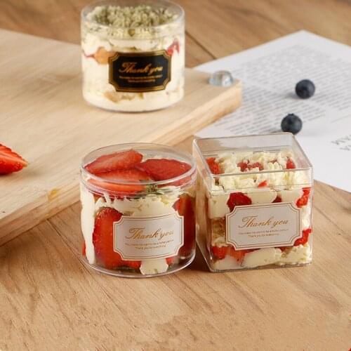 20pcs Net red disposable hard plastic round pudding cups mousse cake cup baking packaging dessert cups with lids 200ML 300ML