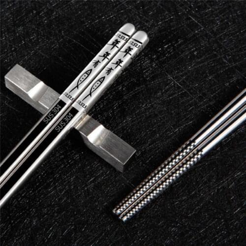 4 Pair Stainless Chopsticks for Chinese Foods Luxury Tableware Stainless Steel Dinnerware Sticks for Chinatown Kids Diet Tools