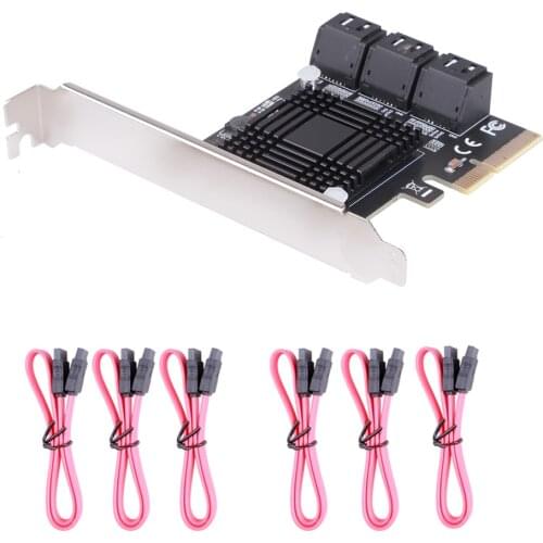 6 Port SATA 3 PCI Express Expansion Card PCI-E SATA Controller SATA Multiplier SATA3 6Gbps ASMedia ASM1166 Chip for HDD SSD