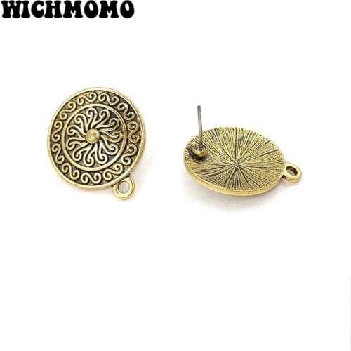 2020 New 6pcs 24*20mm Retro Zinc Alloy Sun Flowers Round Earring Base Connectors Linkers for DIY Earring Jewelry Accessories