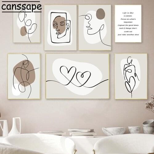 Abstract Wall Art Canvas Painting Naked Girl Print Boho Poster Line Face Prints Nordic Wall Pictures For Living Room Home Decor