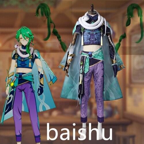 Anime Genshin Impact BaiShu Game Suit Uniform Cosplay Costume Bai Shu Carnival Halloween Party Outfit For Men 2021 New