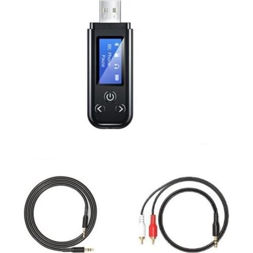 AU42 -Bluetooth 5.0 Audio Transmitter Receiver USB 3.5MM RCA Stereo Music Wireless Adapter Built-In Battery