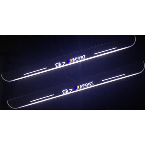 Car LED Door Sill Scuff Plate For Audi Q7 4L 4M 2005 - 2017 2018 2019 Exterior Parts Pathway Dynamic Welcome Pedal Light